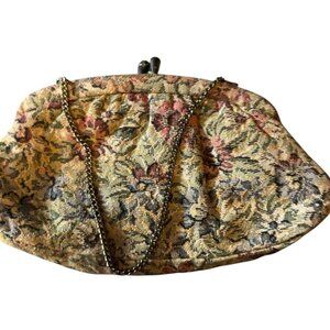 Floral Tapestry Clutch with tan background